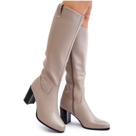 Sergio Leone Overknee-Stiefel mit hohem Absatz für Damen in Grau Nelamessa