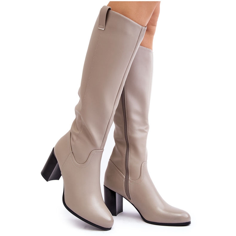 Sergio Leone Overknee-Stiefel mit hohem Absatz für Damen in Grau Nelamessa