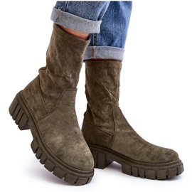 Grüne Divella Workers Slip-On-Flachstiefel