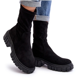 Arbeiter-Slip-On-Stiefel mit flachem Absatz, schwarze Divella