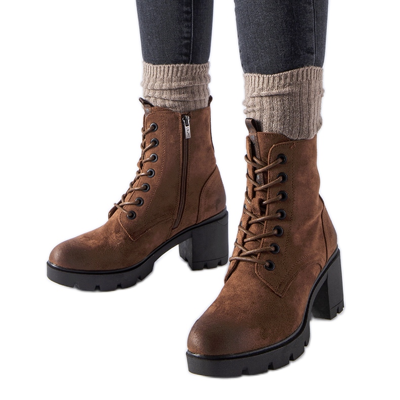 Romilda braune Wildleder-Stiefeletten mit hohen Absätzen schwarz