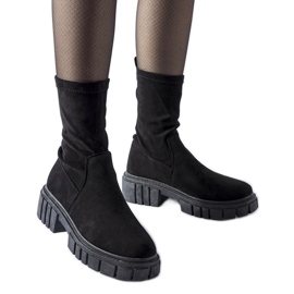 Schwarze Montefusco-Slip-on-Stiefel aus Öko-Wildleder