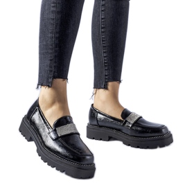 Schwarze Lack-Fecteau-Loafer