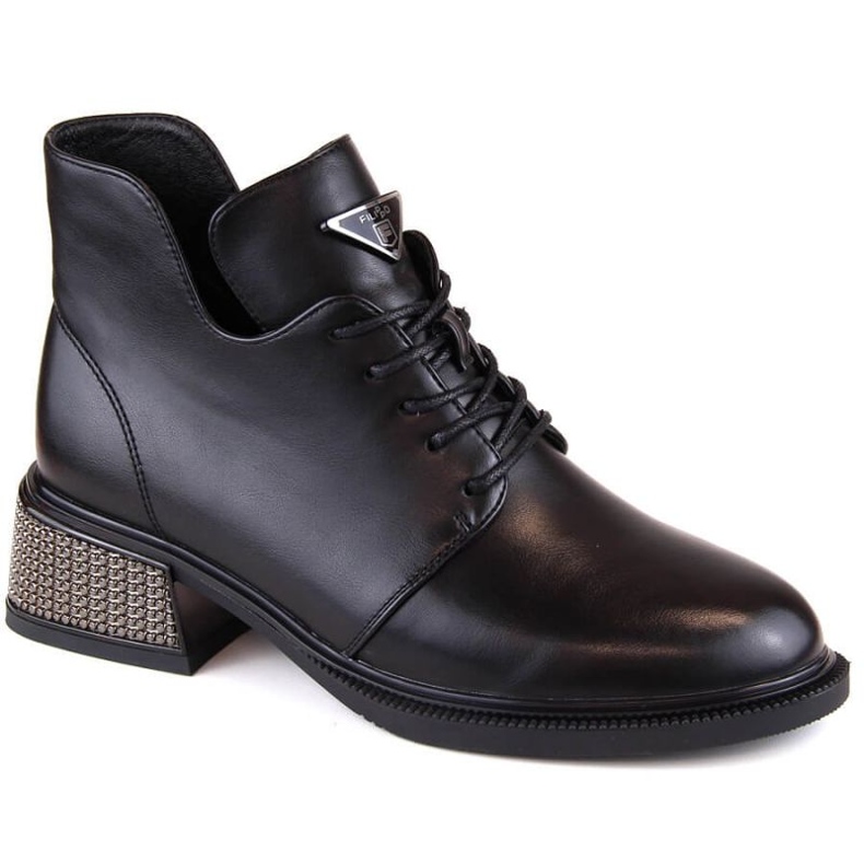 Filippo W PAW496 schwarze isolierte Stiefeletten mit dekorativem Absatz