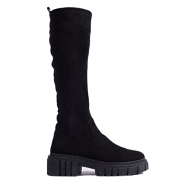 Schwarze Slip-on-Stiefel aus Wildleder von Shelovet