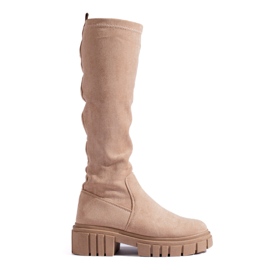 Beige Wildleder-Slip-On-Stiefel von Shelovet