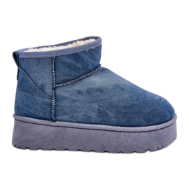 Blaue Margella Damen-Schneestiefel mit Glitzer auf der Plattform