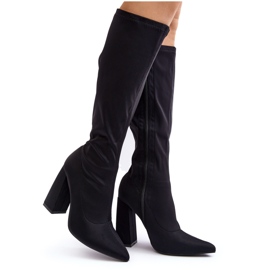 Overknee-Stiefel mit hohem Absatz für Damen in Schwarz von Fatuma