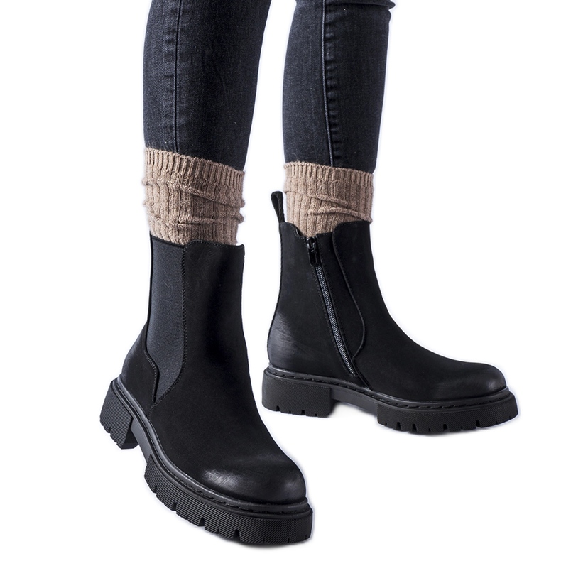 Schwarze, isolierte, matte Stiefeletten von Piedalue