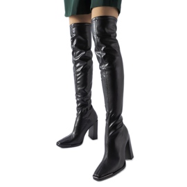 Schwarze klassische Stiefel mit hohen Absätzen von Faubourg