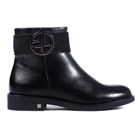 W. Potocki Schwarze niedrige Stiefeletten mit flachem Absatz von Potocki