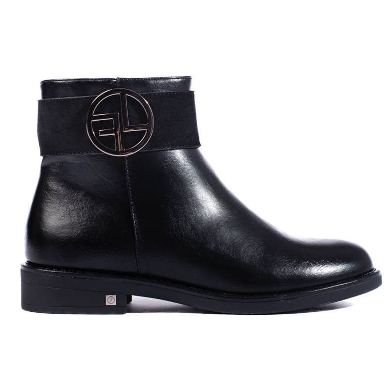 W. Potocki Schwarze niedrige Stiefeletten mit flachem Absatz von Potocki