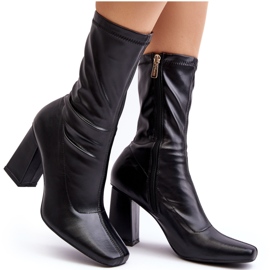 Damen-Stiefeletten mit quadratischer Spitze, schwarze Glavina