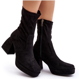 Schwarze Adelles Damen-Stiefeletten mit massivem Absatz und Plateau