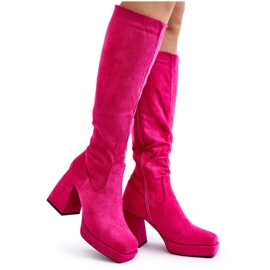 Layala Fuchsia Isolierte Damenstiefel mit massivem Absatz rosa