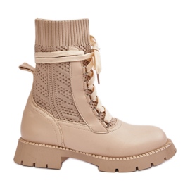 Hellbeige Schnürstiefeletten für Damen Gentiana
