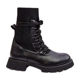 Damen Stiefeletten mit Schnürsocke Schwarz Gentiana