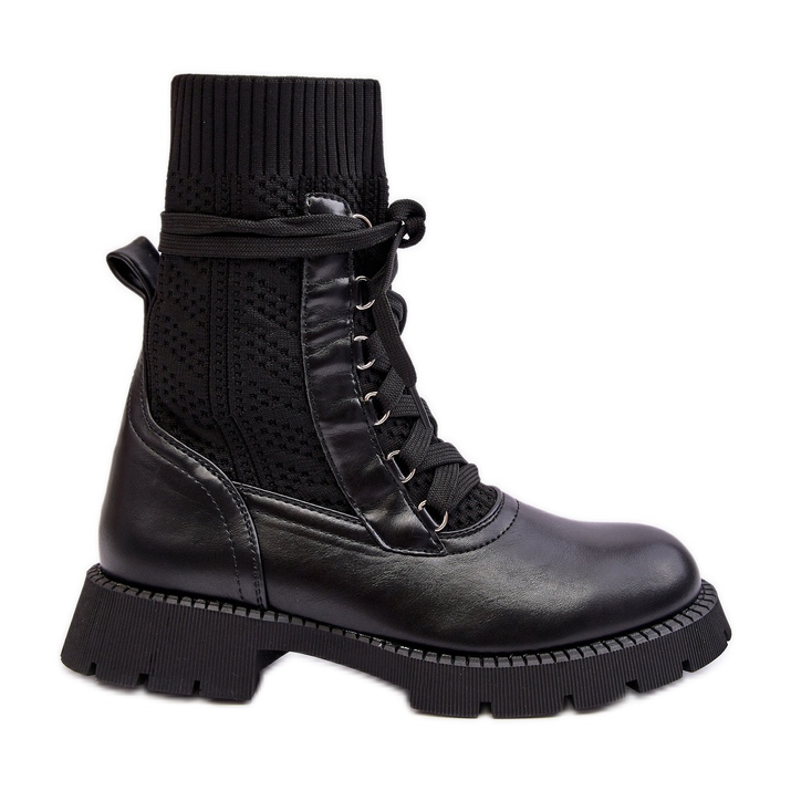Damen Stiefeletten mit Schnürsocke Schwarz Gentiana