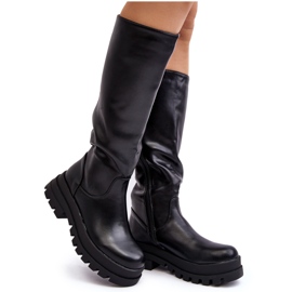 Overknee-Stiefel für Damen mit dicker Sohle, Schwarz Beatrizia