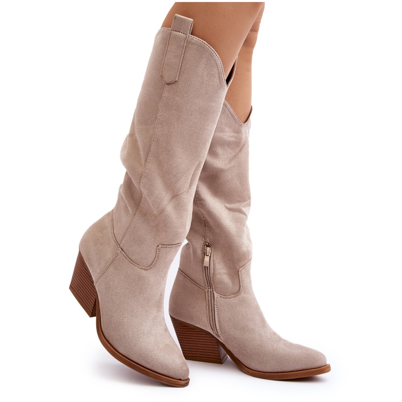 Overknee-Cowboystiefel für Damen, Hellbeige, Oppore