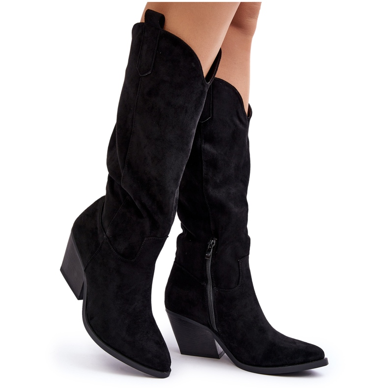 Overknee-Cowboystiefel für Damen in Schwarz von Oppore