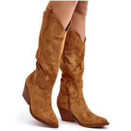 Overknee-Cowboystiefel für Damen Camel Oppore braun