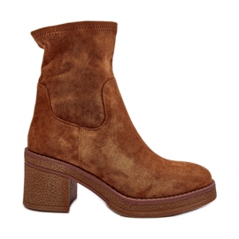 Kamelfarbene Argastis-Stiefeletten mit hohem Absatz für Damen braun