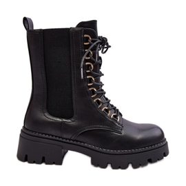 Damen-Arbeiterstiefel aus Leder in Schwarz Charmea
