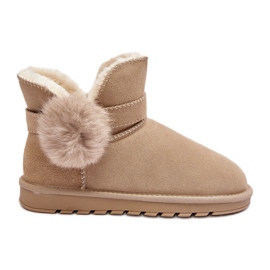 Beige Eraclio Damen-Schneestiefel aus Wildleder mit Ausschnitten