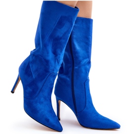 Damenstiefel mit mittelhohem Absatz und hohem Absatz, blaue Odetteia