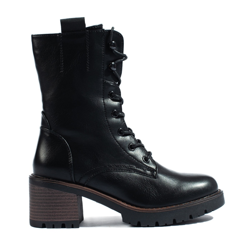 Shelovet hohe schwarze Schnürstiefeletten