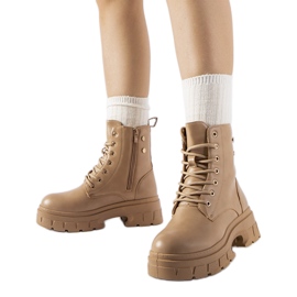 Beige Arbeiterstiefel mit dickerer Melicucca-Sohle