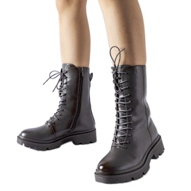 Graue Michel-Arbeiterstiefel zum Schnüren