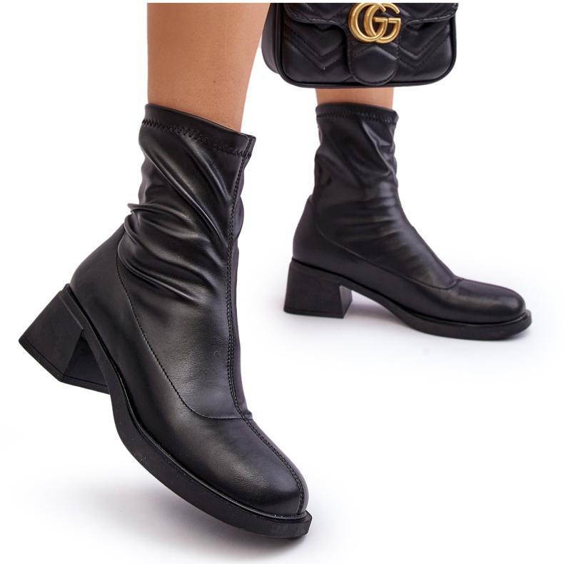 Damen-Stiefel mit niedrigem Absatz, Schwarz Aphroteia