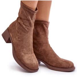 Damen-Stiefel mit niedrigem Absatz, Braun Aphroteia