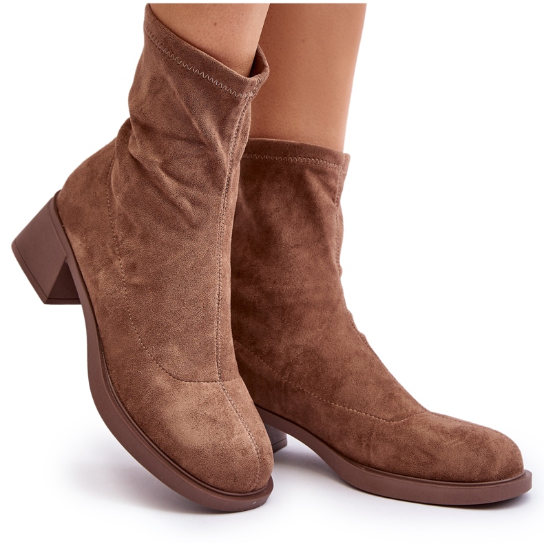 Damen-Stiefel mit niedrigem Absatz, Braun Aphroteia