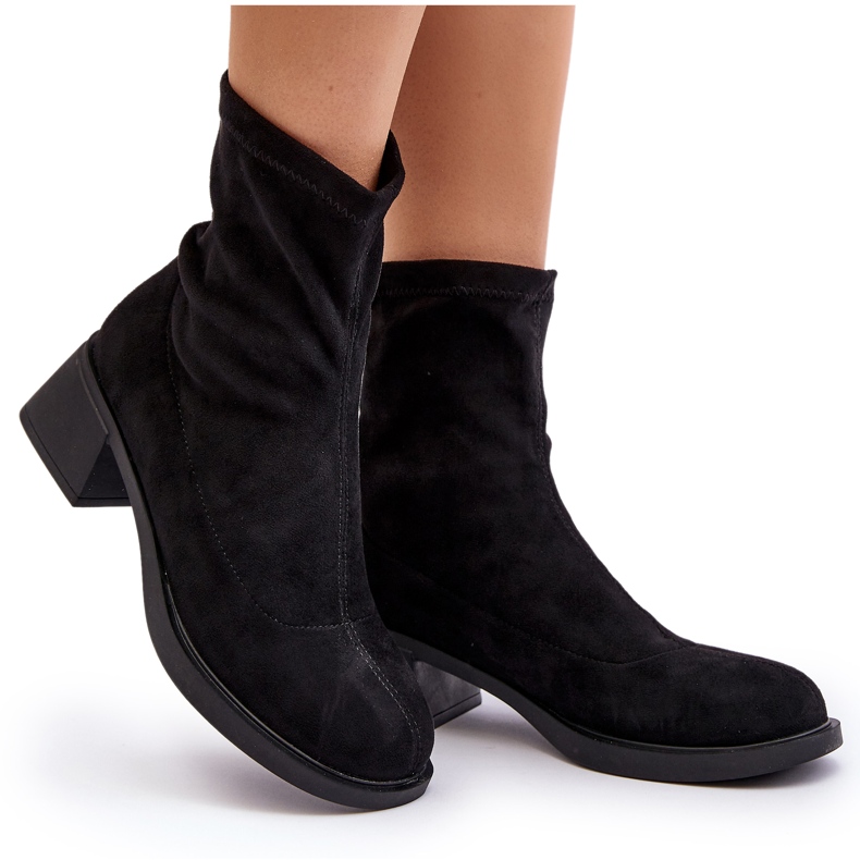 Damen-Stiefel mit niedrigem Absatz, Schwarz Aphroteia