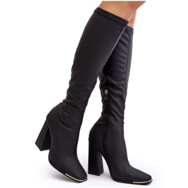 Damen-Stiefel mit hohem Absatz, Schwarz, Rishabh