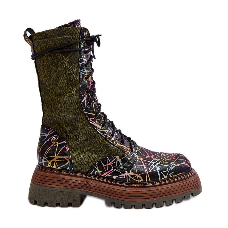 Damen-Arbeiterstiefel aus Leder Maciejka 06203-09 Mehrfarbig schwarz