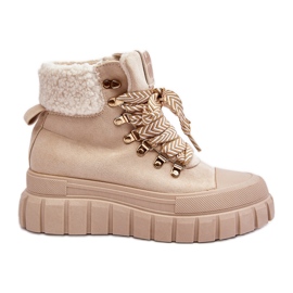 Isolierte Trapperstiefel mit dicker Sohle, hellbeige Ralotta