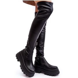 Overknee-Stiefel für Damen mit massiver Sohle, Schwarz Chinasa