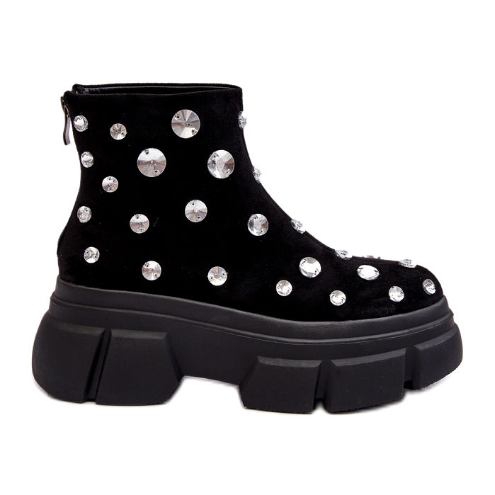 S.Barski Isolierte Wildlederstiefel mit Kristallen D&amp;A MR870-83 Schwarz