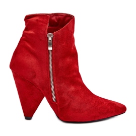 Lu Boo Rote asymmetrische Stiefeletten mit hohem Absatz