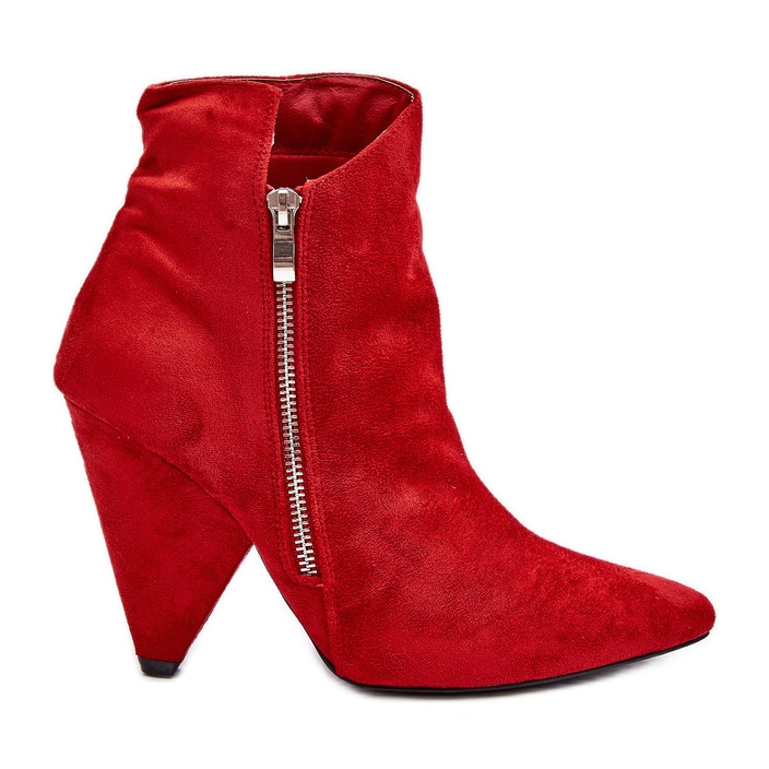Lu Boo Rote asymmetrische Stiefeletten mit hohem Absatz