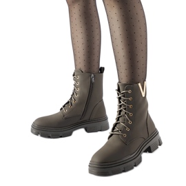 Dunkelgrüne, isolierte, matte Fru-Stiefeletten