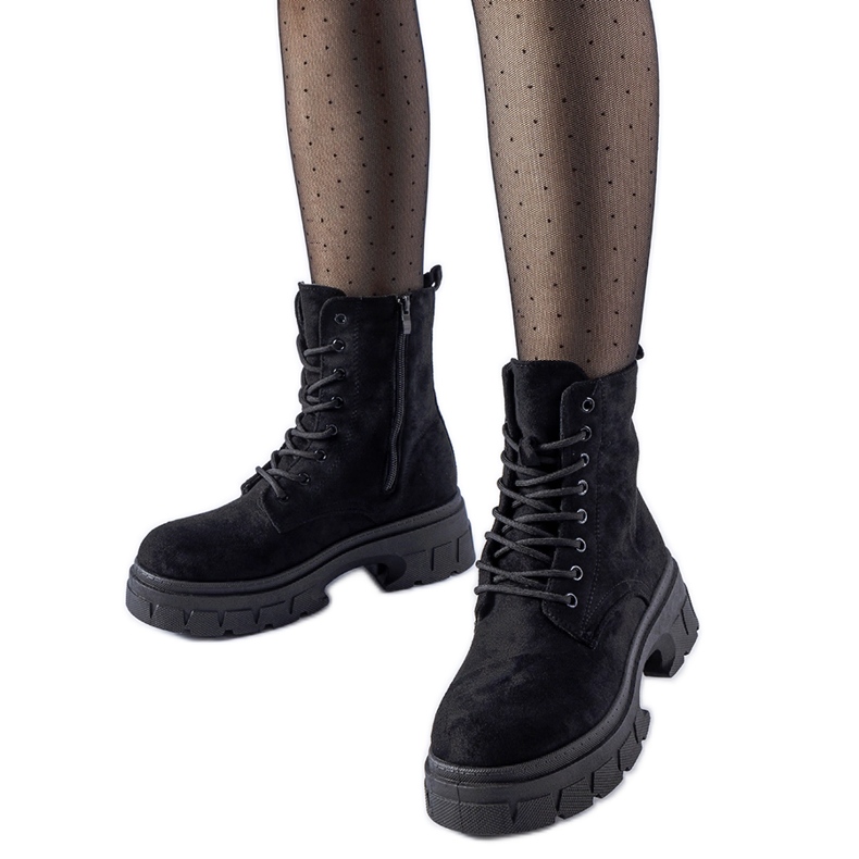 Schwarze Arbeiterschuhe mit dicker Qureshi-Sohle