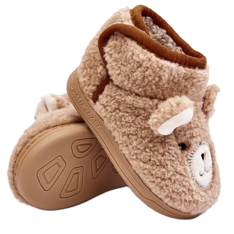 Isolierte Kinderhausschuhe mit Teddybär, Beige Eberra