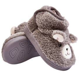 Isolierte Kinderhausschuhe mit Teddybär, Grau Eberra