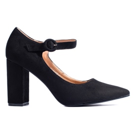 Schwarze Shelovet-Pumps aus Wildleder mit hohen Absätzen