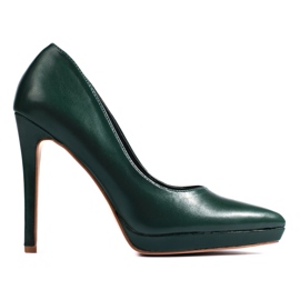 Dunkelgrüne Shelovet-Pumps mit hohen Absätzen lila